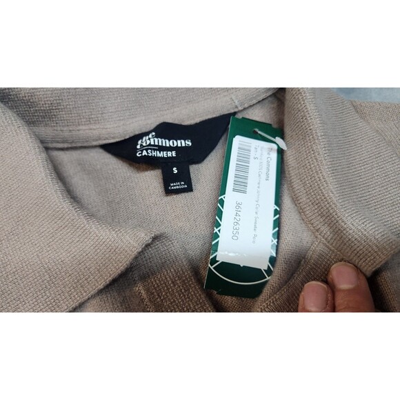 The Commons Men's Tan Small 100% Cashmere Collar Sweater Polo Shirt NWT - Picture 4 of 9